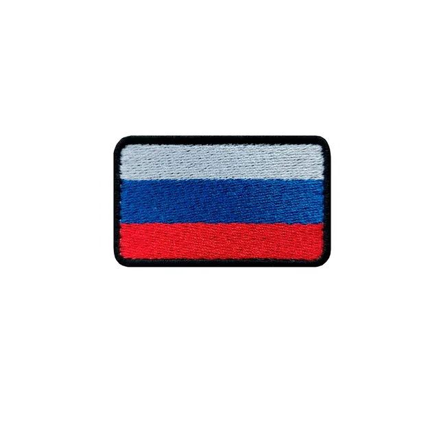 Шеврон на липучке Триколор (косые углы, черный кант)